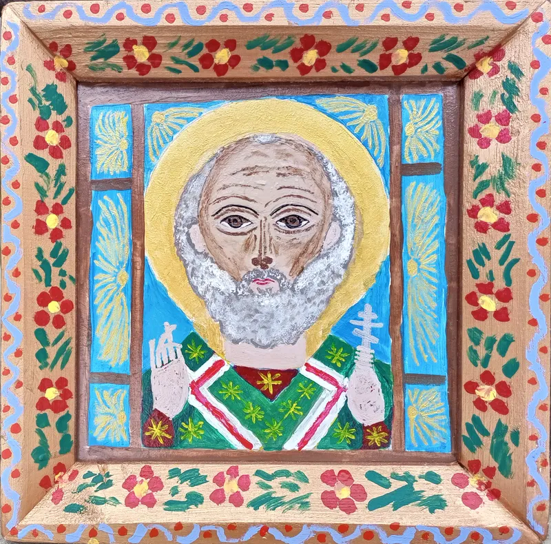 Картина «Николай Мирликийский Чудотворец». оргалит, 40 × 50 см, 2023 г. Художник Николай Носов