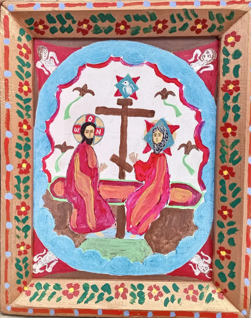 Картина «Новозаветная Троица Сопрестолие». оргалит, 40 × 50 см, 2023 г. Художник Николай Носов
