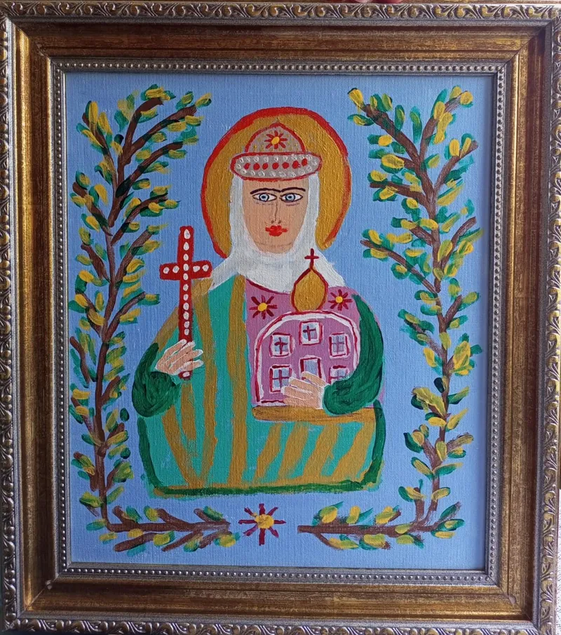 Картина «Святая равноапостольная княгиня Ольга». картон-холст, 40 × 50 см, 2026 г. Художник Николай Носов